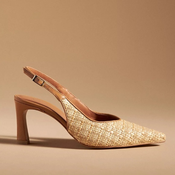 NWT Anthropologie Raffia Slingback Pumps 10 (41) - Picture 1 of 3